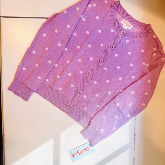 Toddler Girls' Heart Sweater Cardigan Cat & Jack Lilac Purple Cotton 5T NWT - Picture 2 of 5